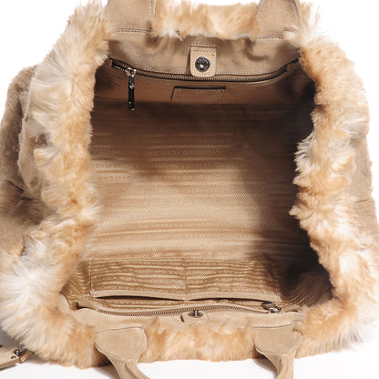 Prada Eco Lapin Faux Fur Open Top Tote Cipria 5 of 14