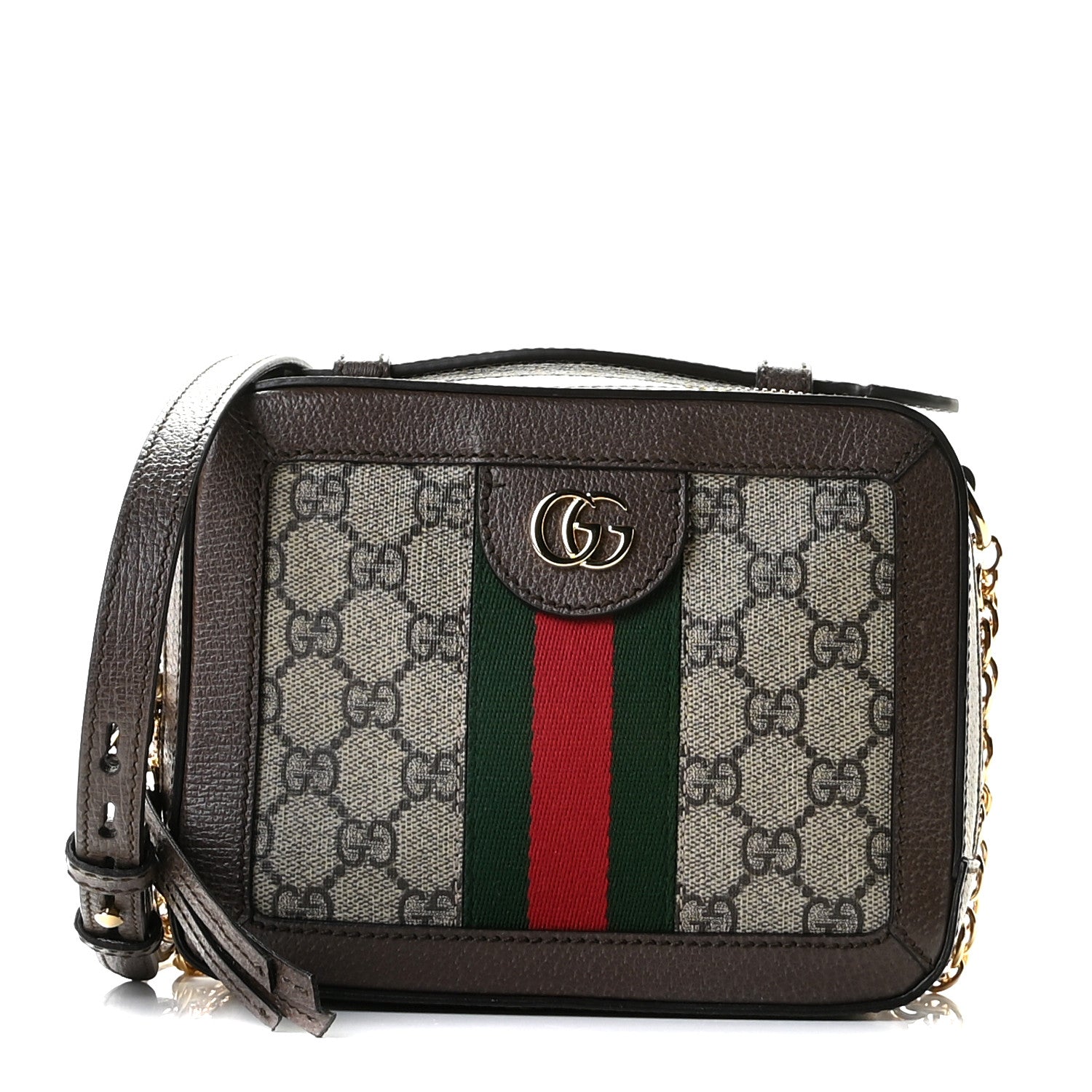 Gucci GG Supreme Monogram Mini Ophidia Top Handle Shoulder Bag Brown 1 of 11