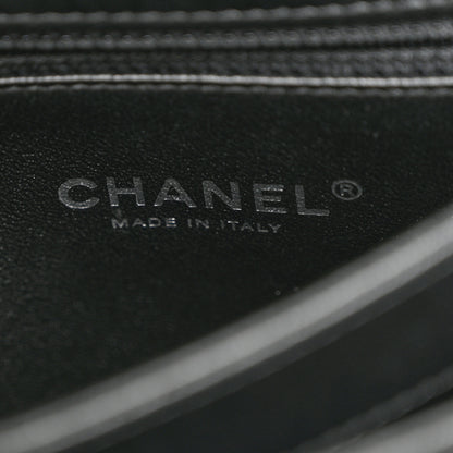 Chanel Calfskin Sheepskin Watersnake Chevron Quilted CC Small Trendy CC Dual Handle Flap Bag Black 14 of 28