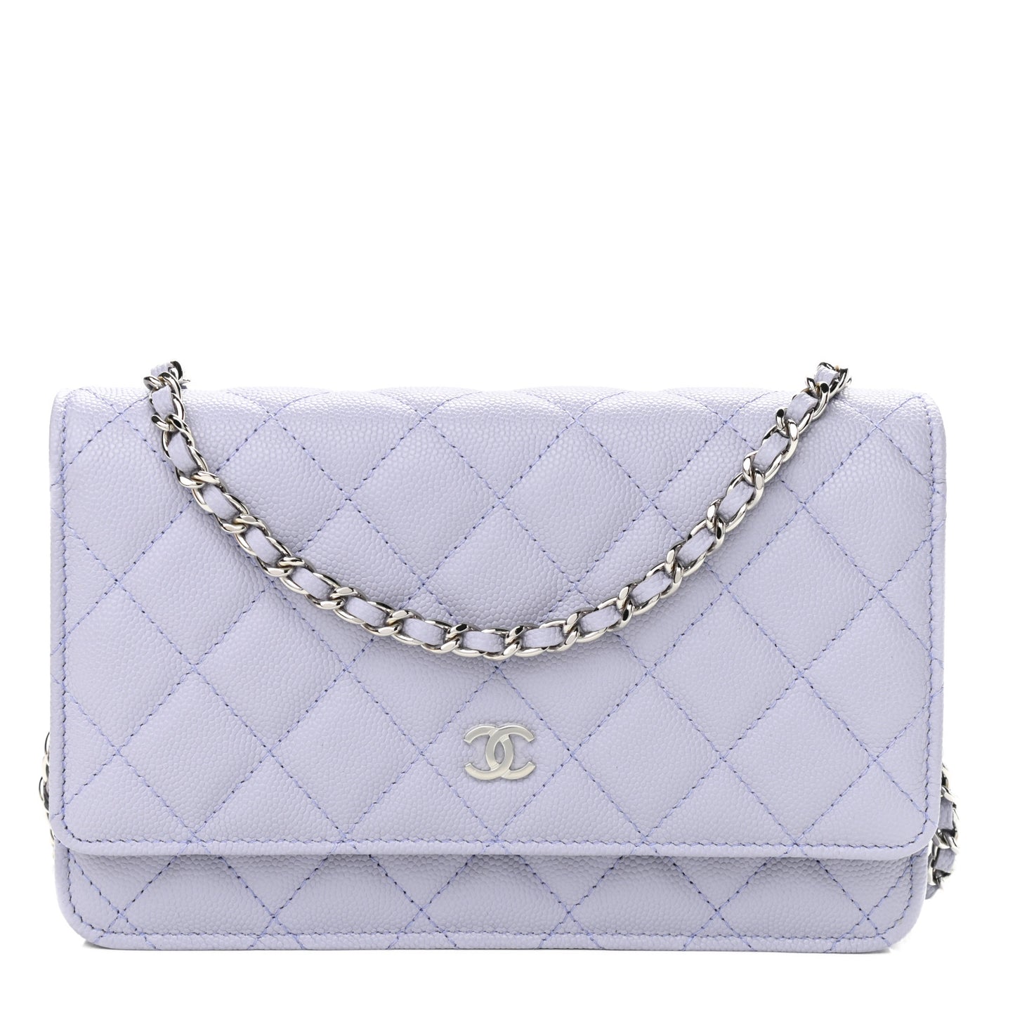 Caviar Quilted Wallet On Chain WOC Light Purple