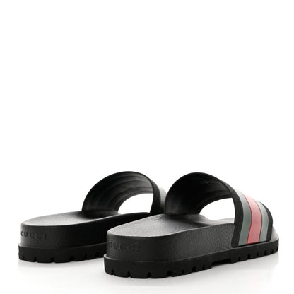 Gucci Rubber Web Mens Lug Sole Slide Sandals 11 Black Green Red 4 of 8