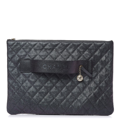 Chanel Iridescent Caviar Medium Night by the C Pouch Clutch Black 1 of 8