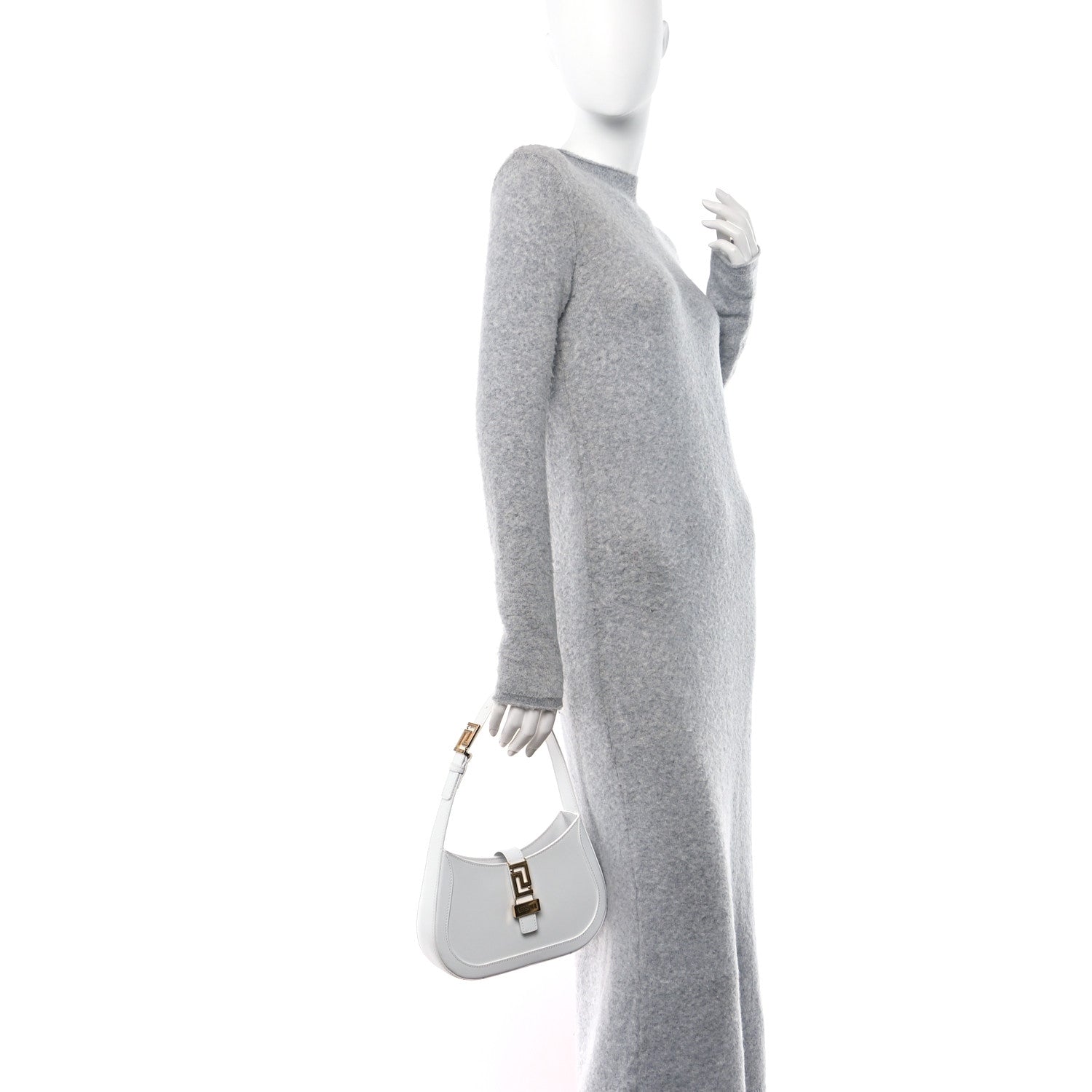 Versace Calfskin Small Greca Goddess Hobo White 2 of 9