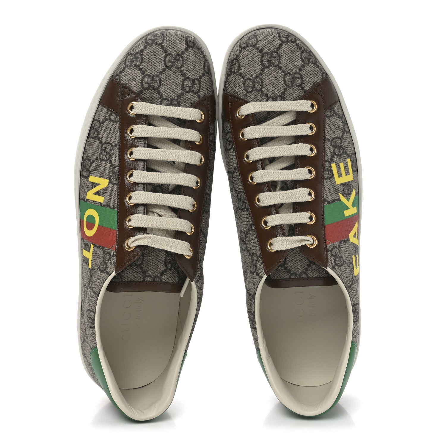Gucci GG Supreme Monogram Fake/Not Mens Ace Sneakers 8 Beige New Shamarock Brown Sugar 2 of 9