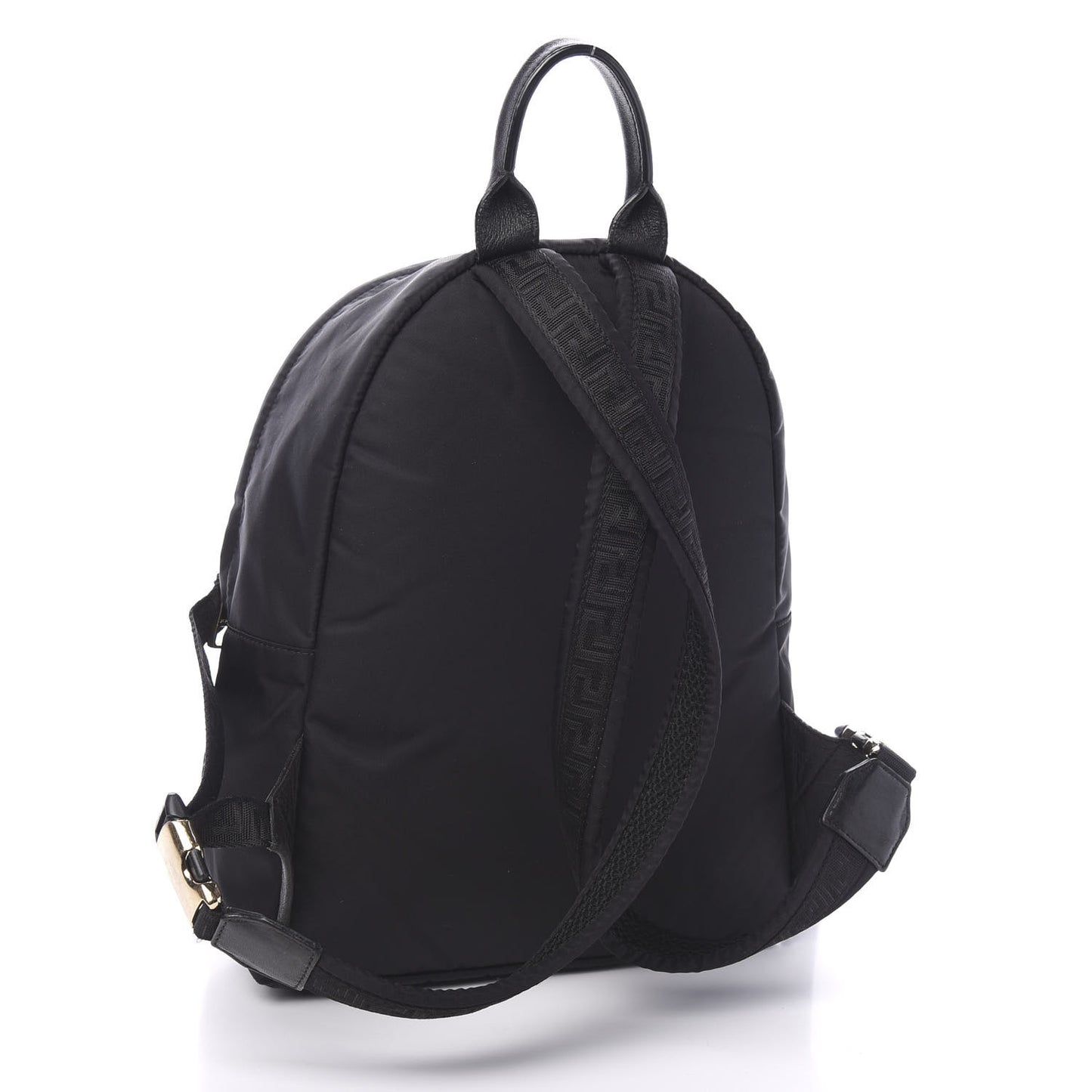 Nylon Goatskin Studded Palazzo Medusa Backpack Black