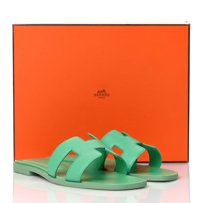 Hermes Epsom Oran Sandals 36 Vert Pomme 9 of 9