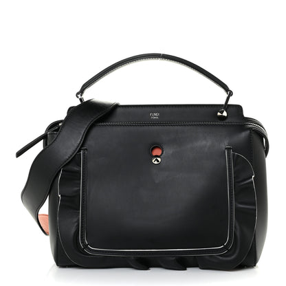 Fendi Vitello Baltico Century Dolce Waves DotCom Satchel Black Terracotta 1 of 12
