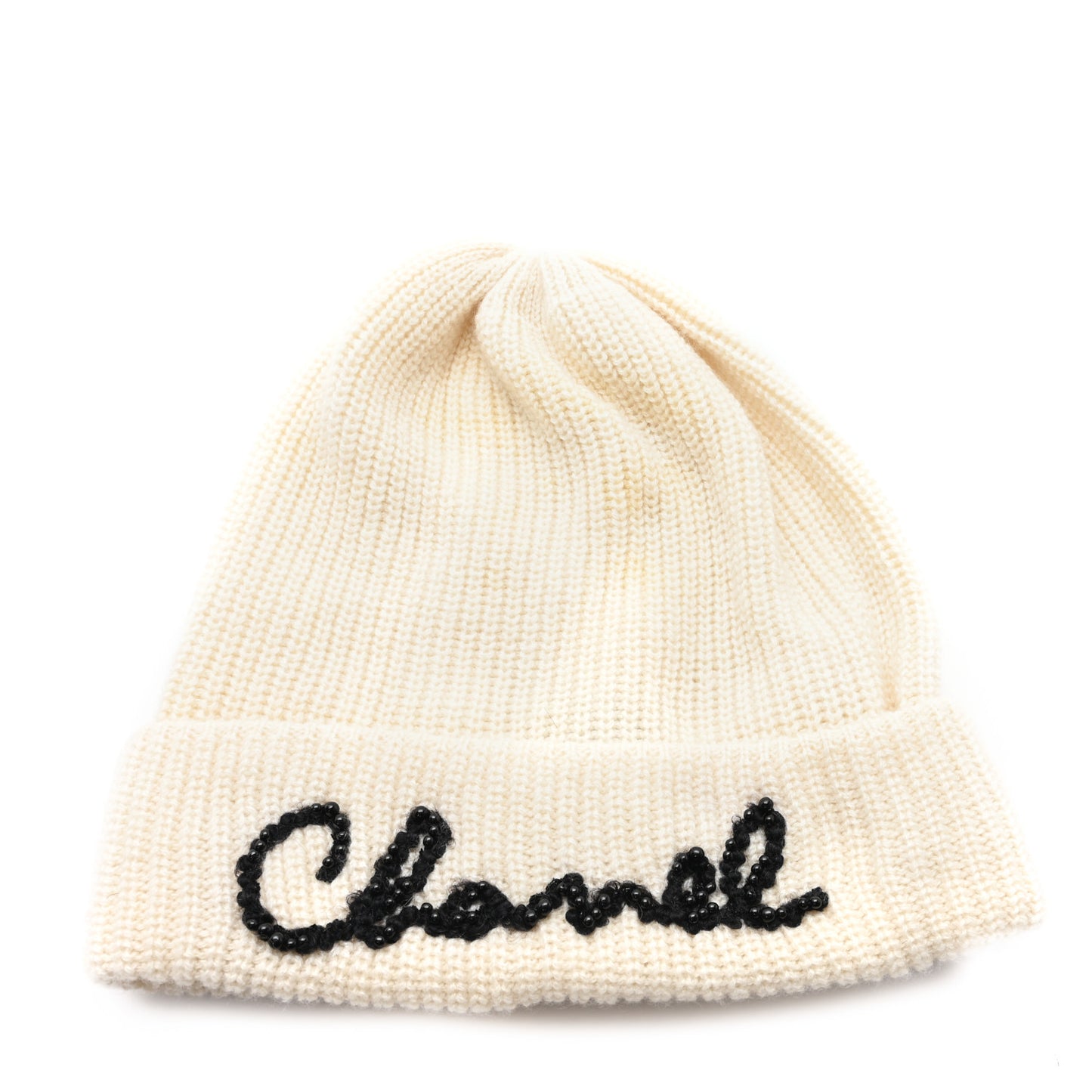 Cashmere Logo Beanie Hat Ivory Black