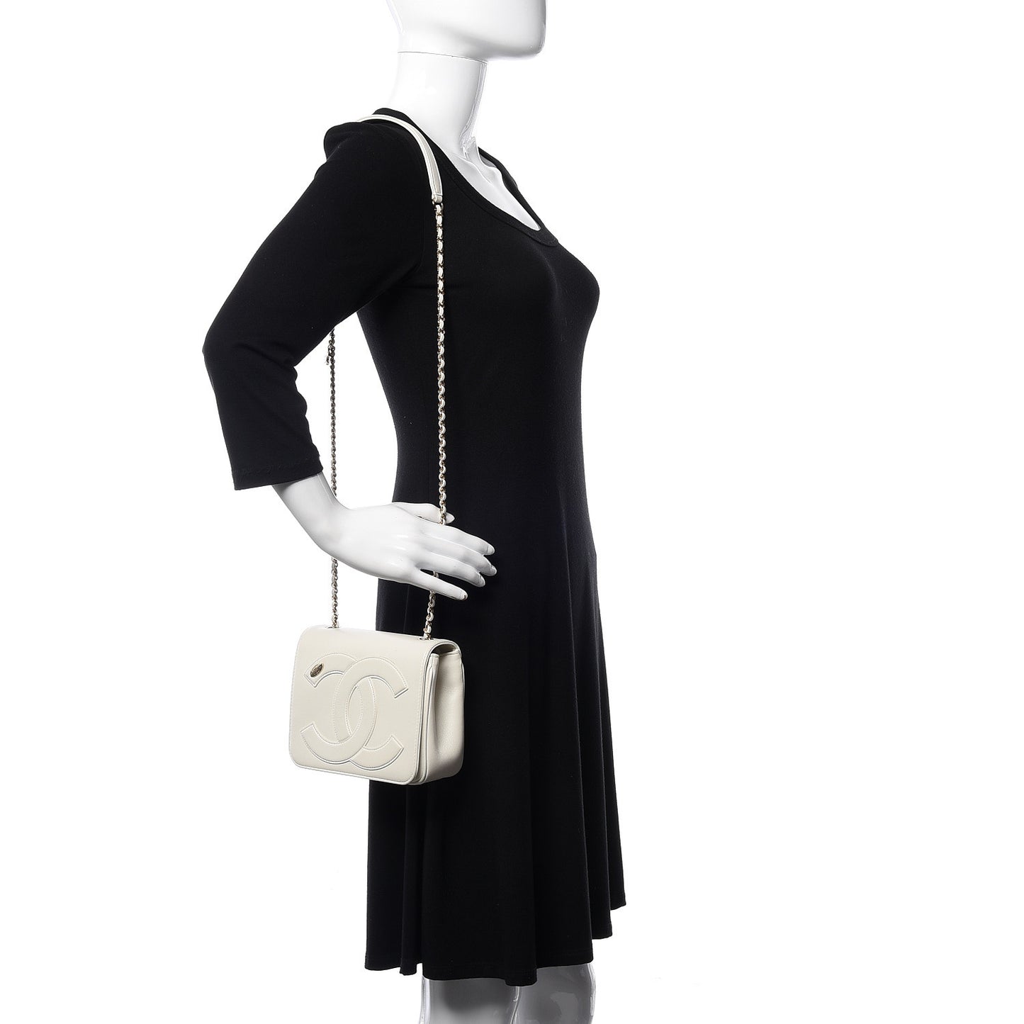 Lambskin CC Mania Flap Bag White