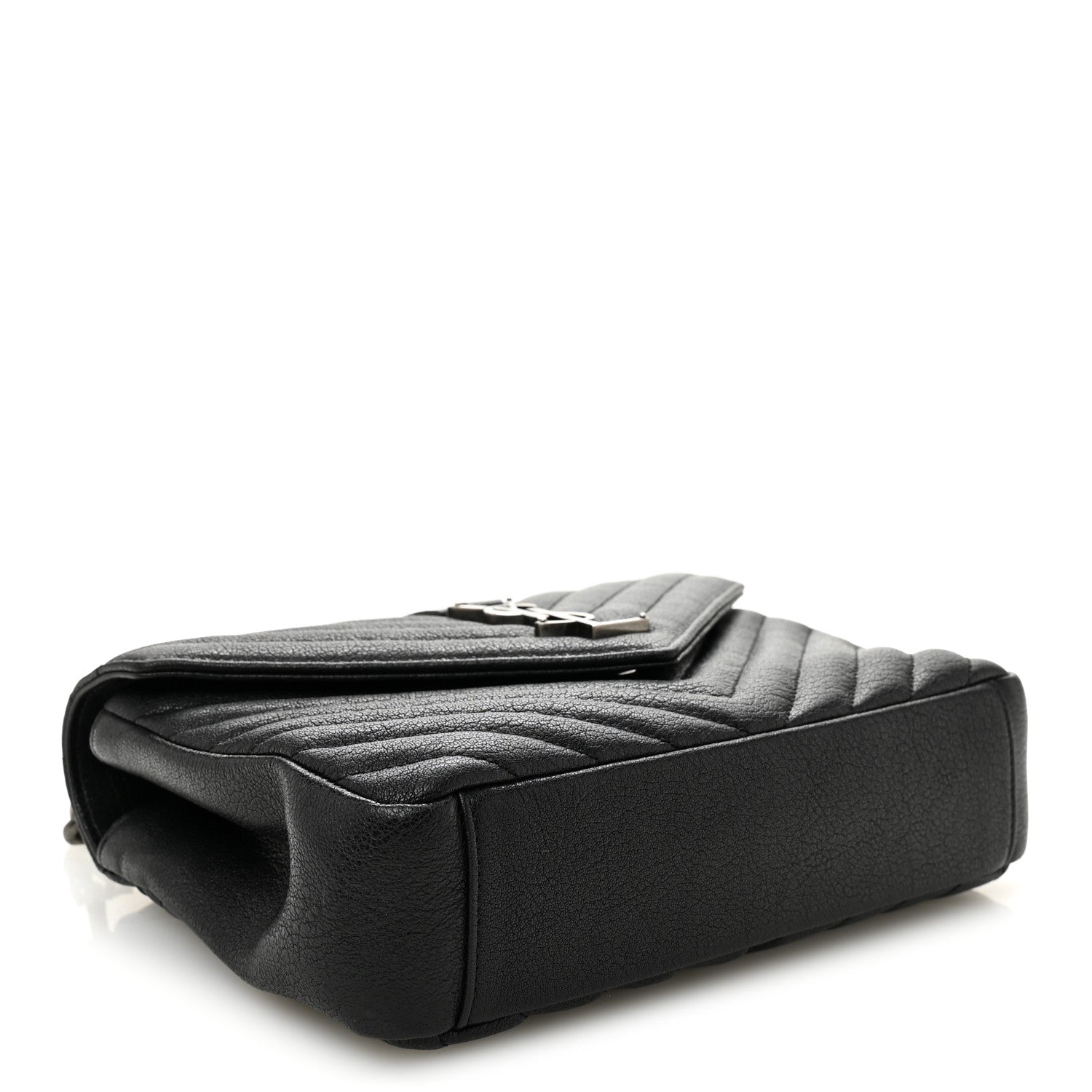Saint Laurent Sheepskin Matelasse Chevron Monogram Medium College Bag Black 4 of 11