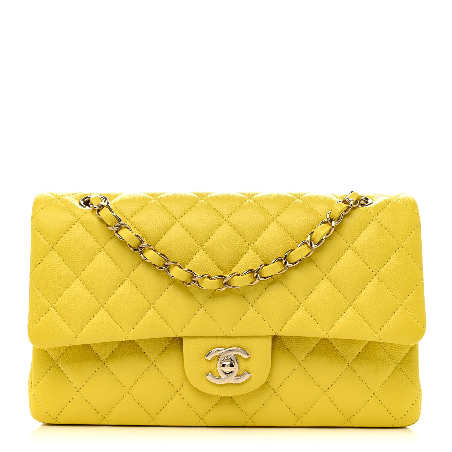 Chanel Caviar Quilted Medium Double Flap Yellow 1 of 11