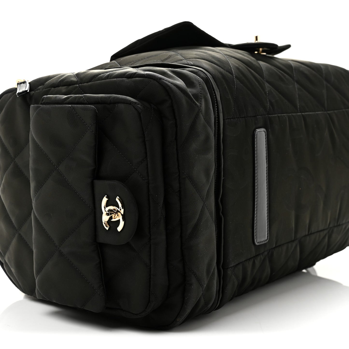 Nylon Calfskin Quilted Coco Neige Printed Convertible Duffle Backpack Black