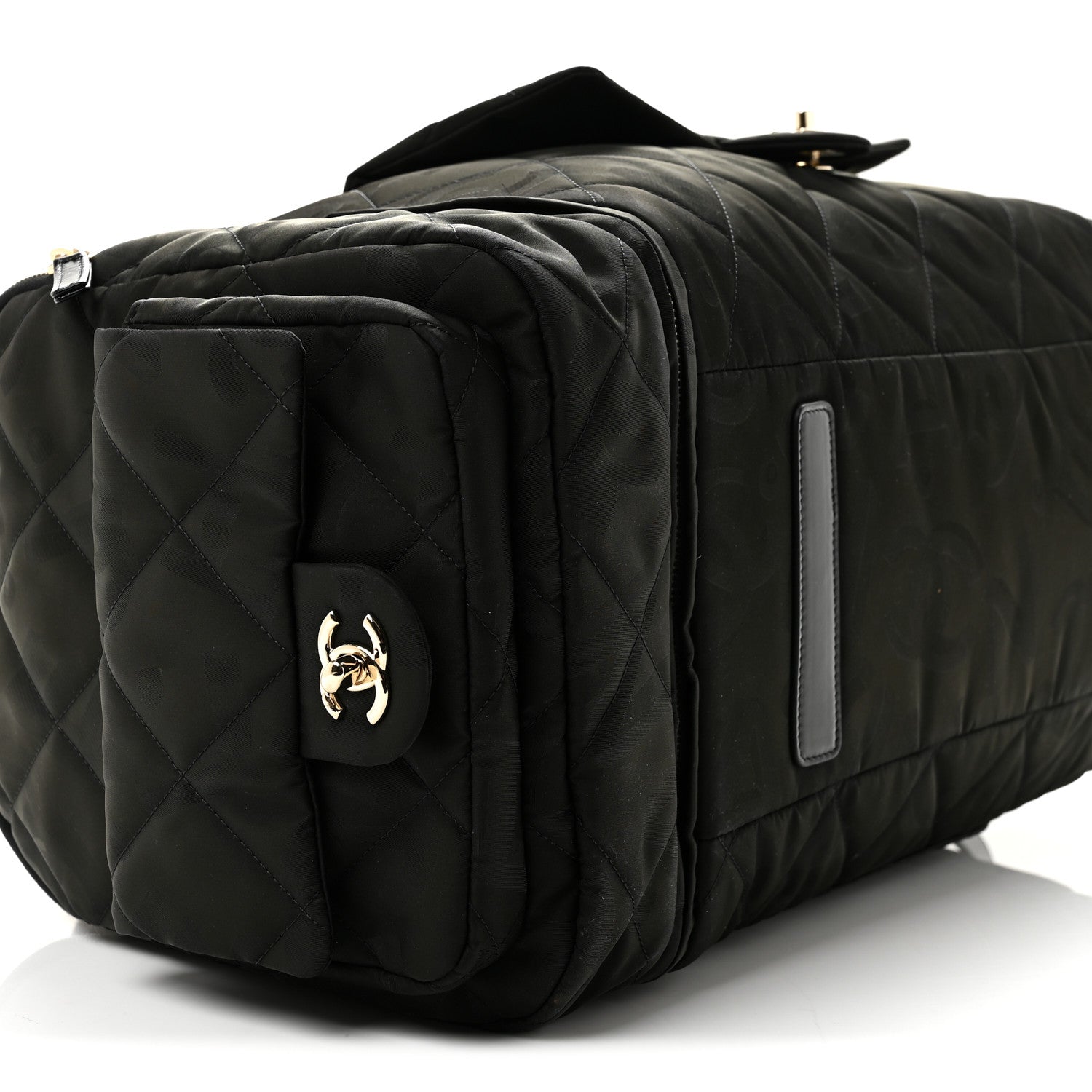 Chanel Nylon Calfskin Quilted Coco Neige Printed Convertible Duffle Backpack Black 8 of 9