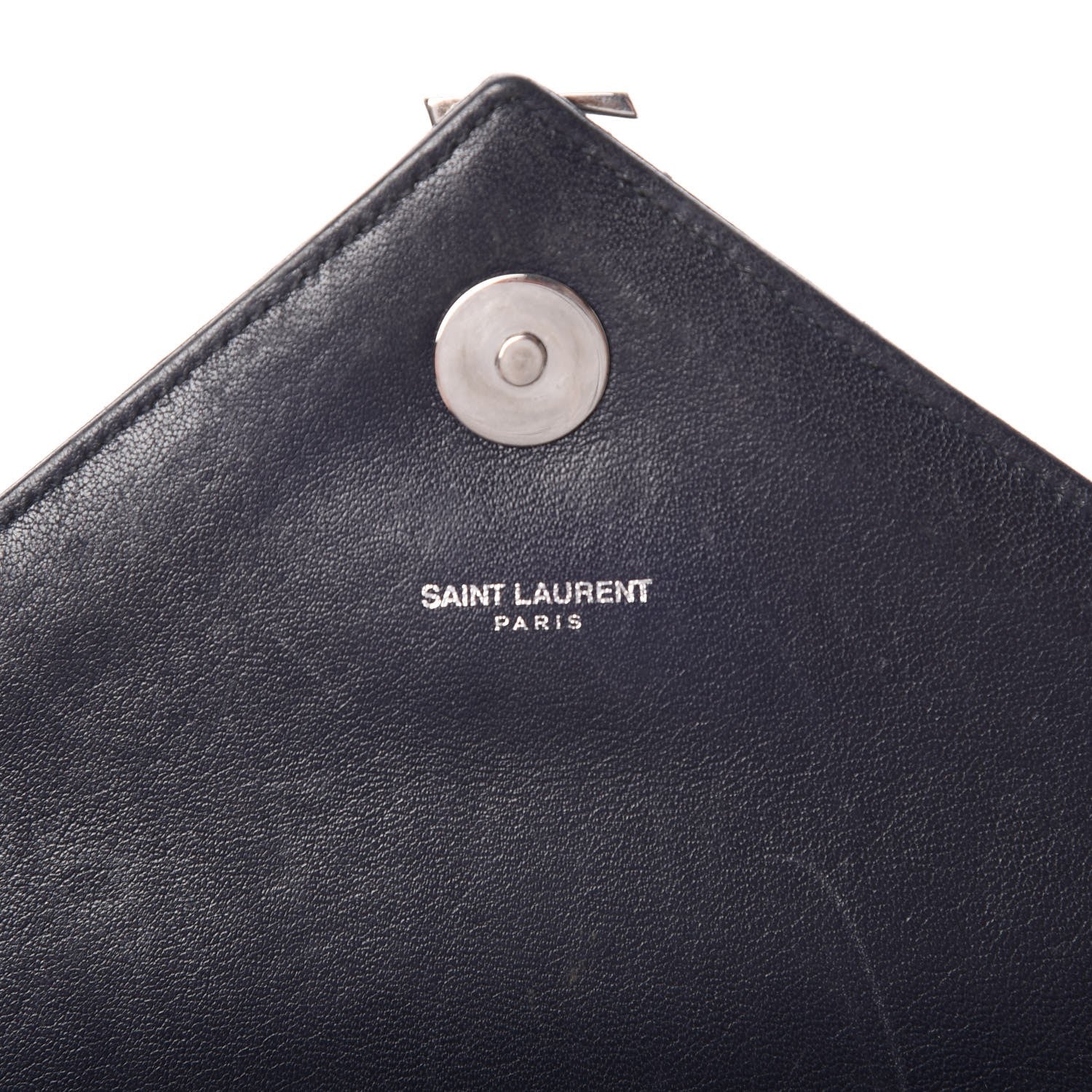 Saint Laurent Sheepskin Matelasse Chevron Monogram Large College Satchel Navy Blue 6 of 17