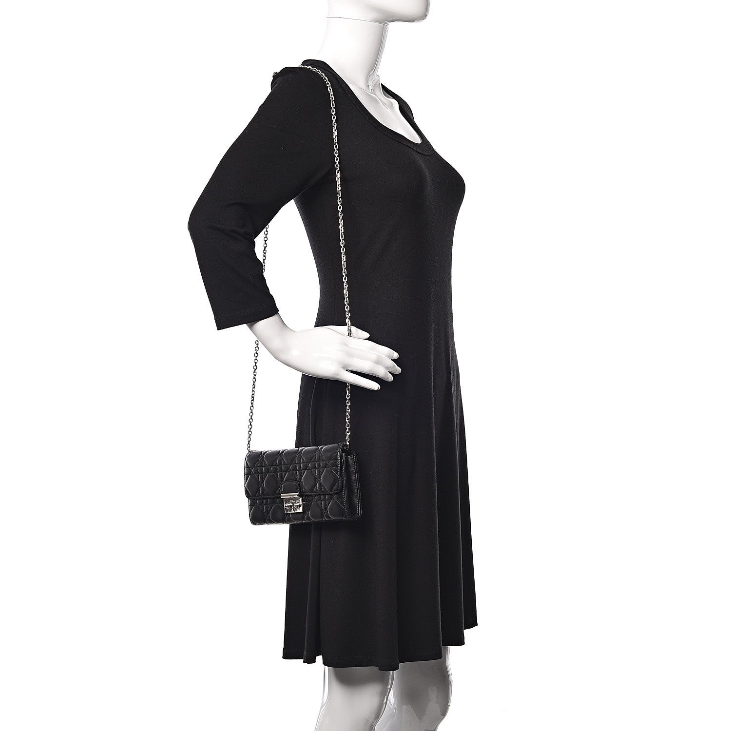 Christian Dior Lambskin Cannage Miss Dior Chain Wallet Black 2 of 14