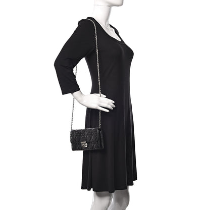 Christian Dior Lambskin Cannage Miss Dior Chain Wallet Black 2 of 14