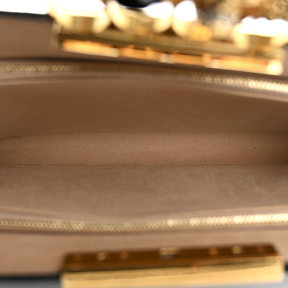 Alexander McQueen Calfskin Crocodile Embossed Knuckle Flat Clutch Black Gold 5 of 7
