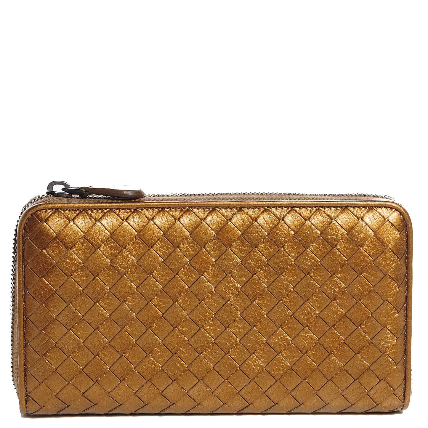 Cervo Metal Intrecciato Zip Around Wallet Bronze