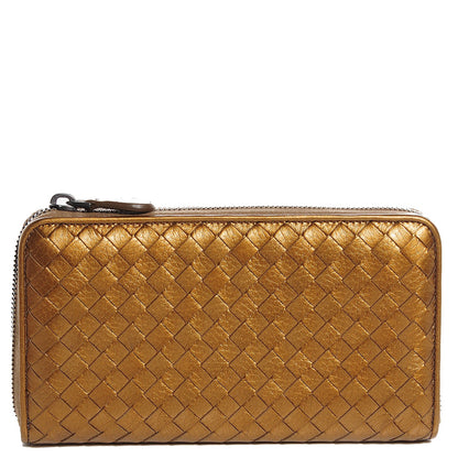 Bottega Veneta Cervo Metal Intrecciato Zip Around Wallet Bronze 1 of 8