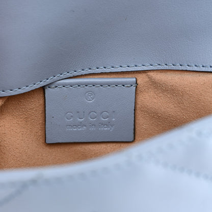 Gucci Calfskin Matelasse Super Mini GG Marmont Shoulder Bag Porcelain Light Blue 6 of 12