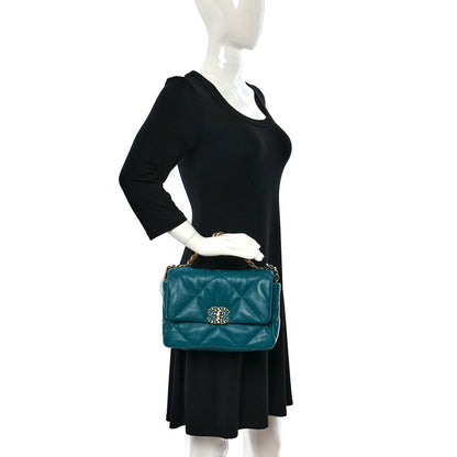 Chanel Goatskin Quilted Medium Chanel 19 Flap Turquoise 2 of 11