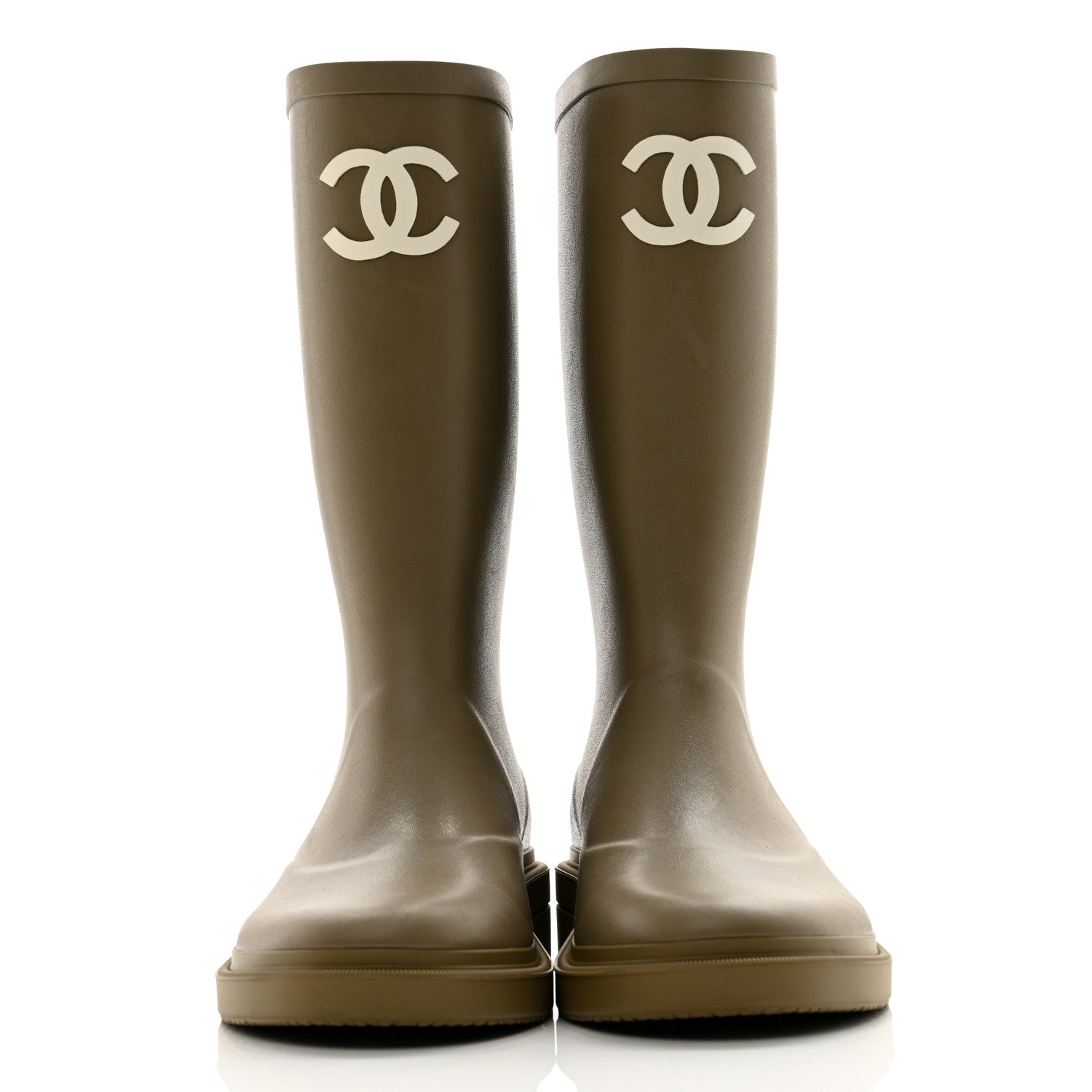 Chanel Caoutchouk CC High Boots 39 Dark Beige 2 of 9