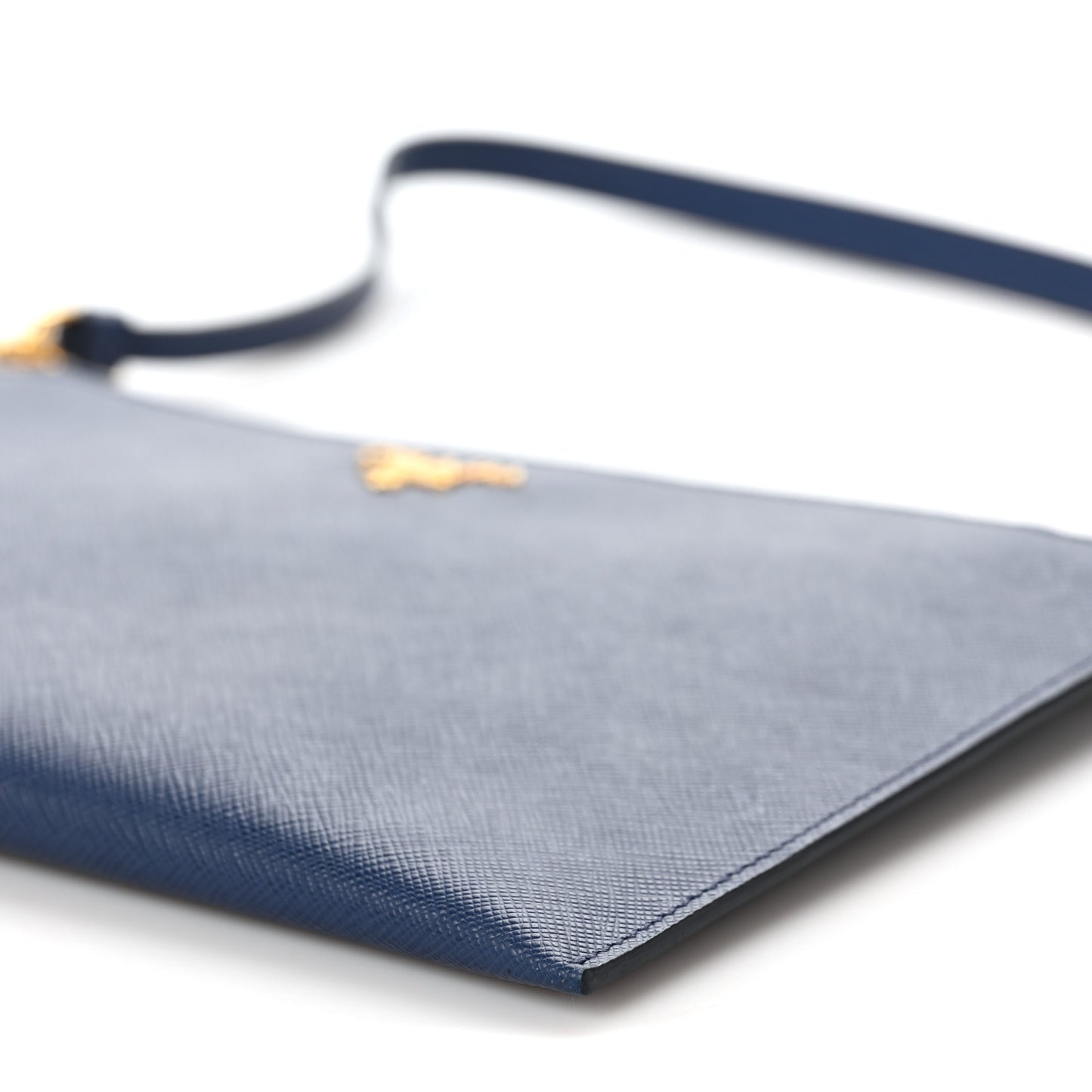 Saffiano Small Flat Pouch Bluette