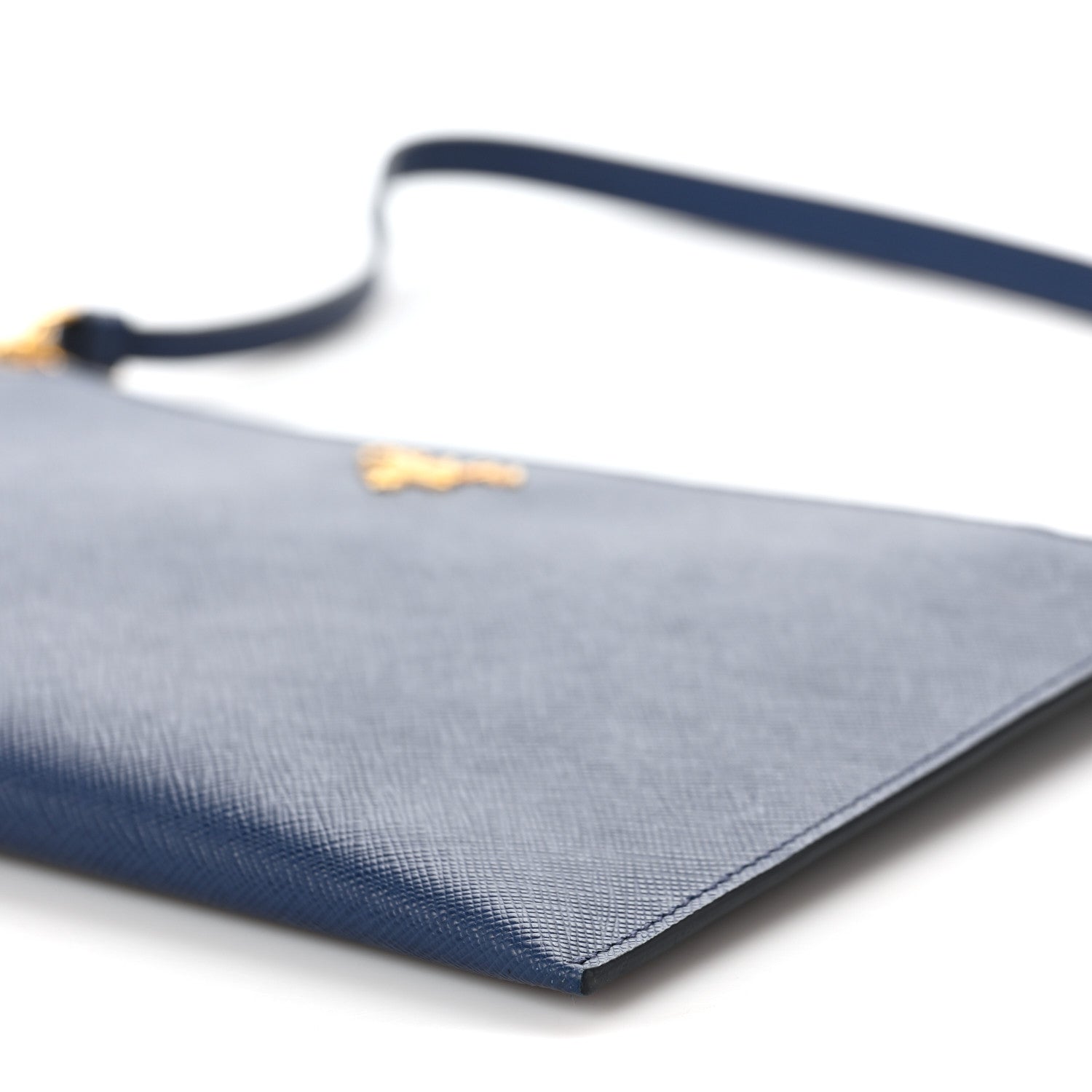 Prada Saffiano Small Flat Pouch Bluette 7 of 7