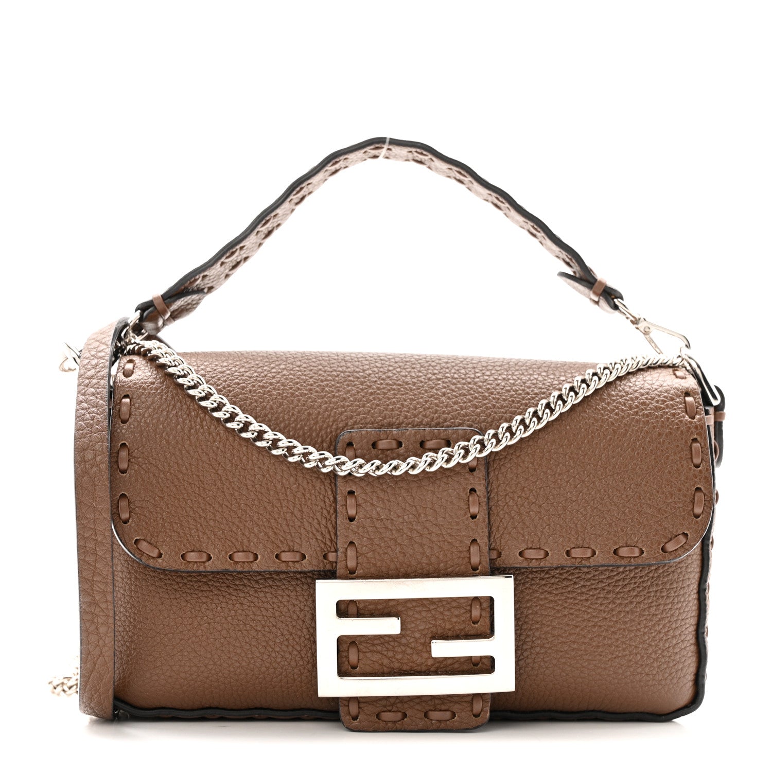 Fendi Cuoio Roma Sellerissima Nappa Sintetica Tape Stitch Mini Baguette Fettuccia 1 of 14