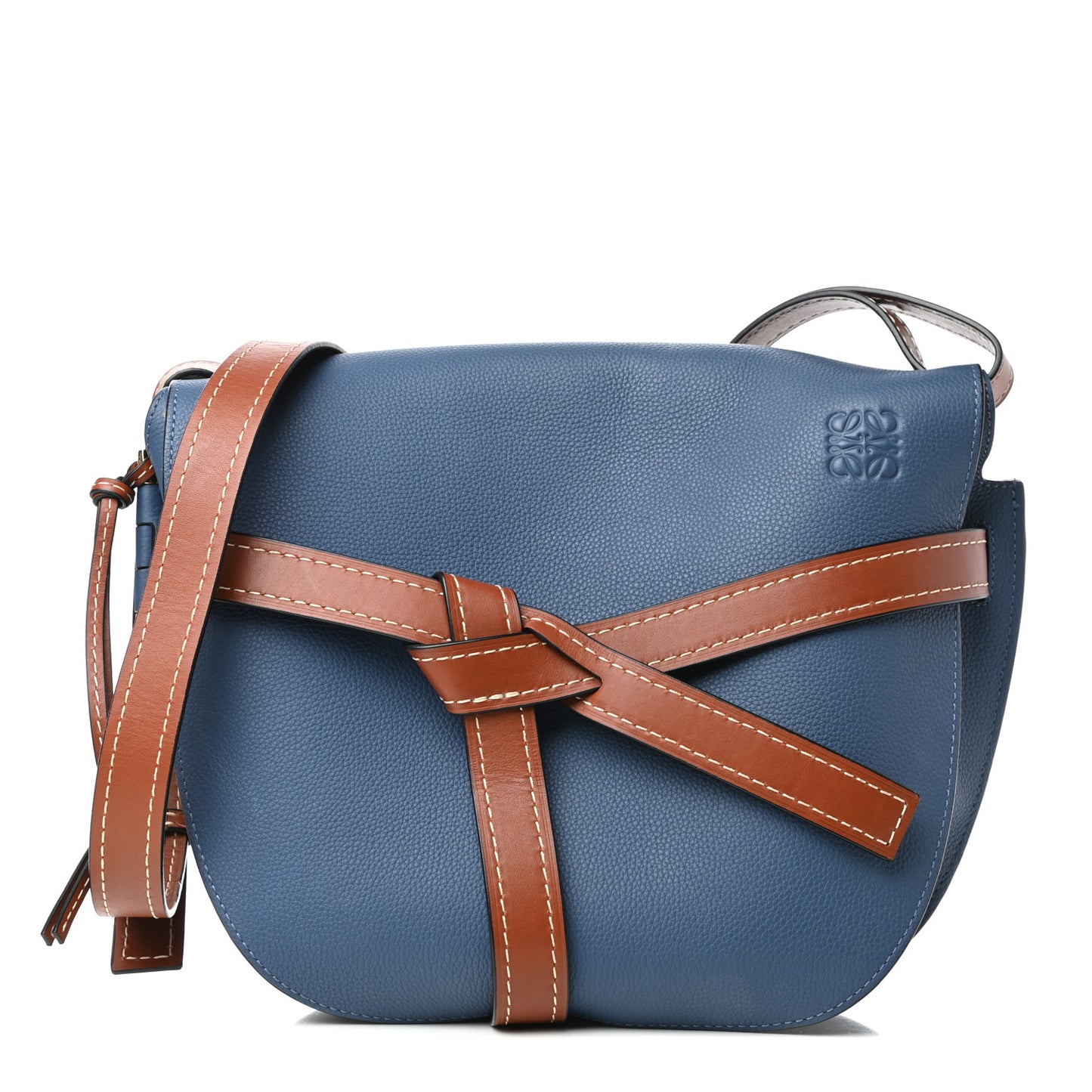 Grained Calfskin Small Gate Crossbody Bag Varsity Pecan