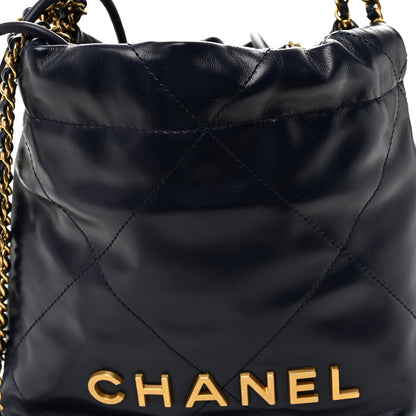Chanel Shiny Calfskin Quilted Mini Chanel 22 Navy Blue 16 of 21