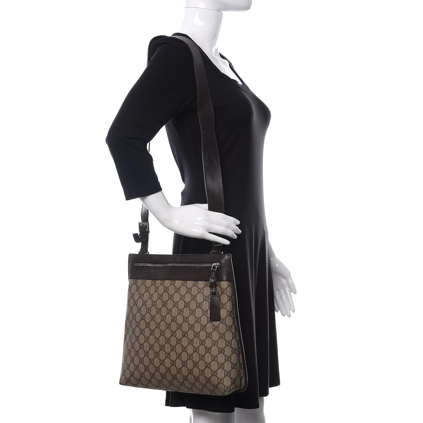 GG Plus Monogram Messenger Bag Brown