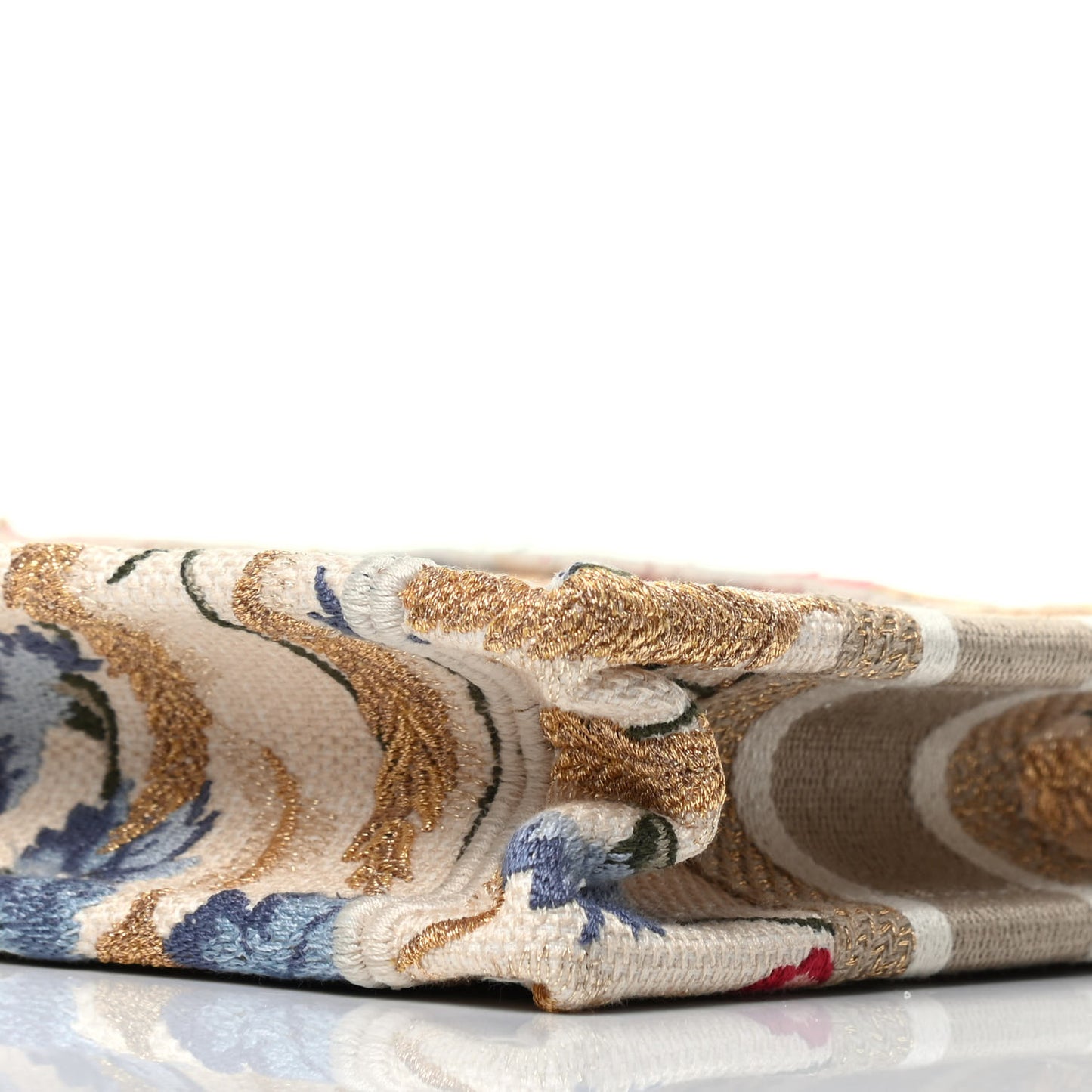 Canvas Embroidered Hibiscus Printed Mini Book Tote Beige Multicolor