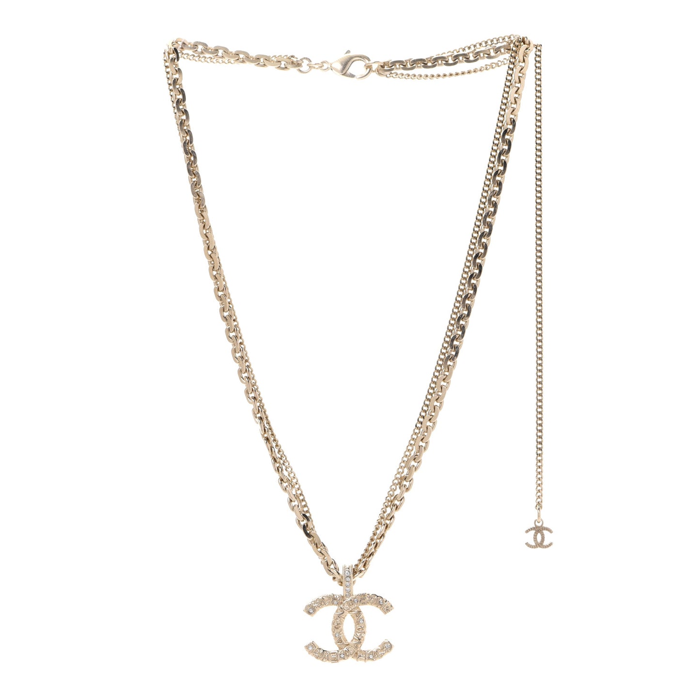Crystal CC Multi Strand Chain Necklace Gold