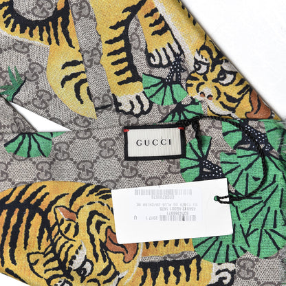 Gucci Silk GG Supreme Bengal Print Scarf Beige 5 of 5
