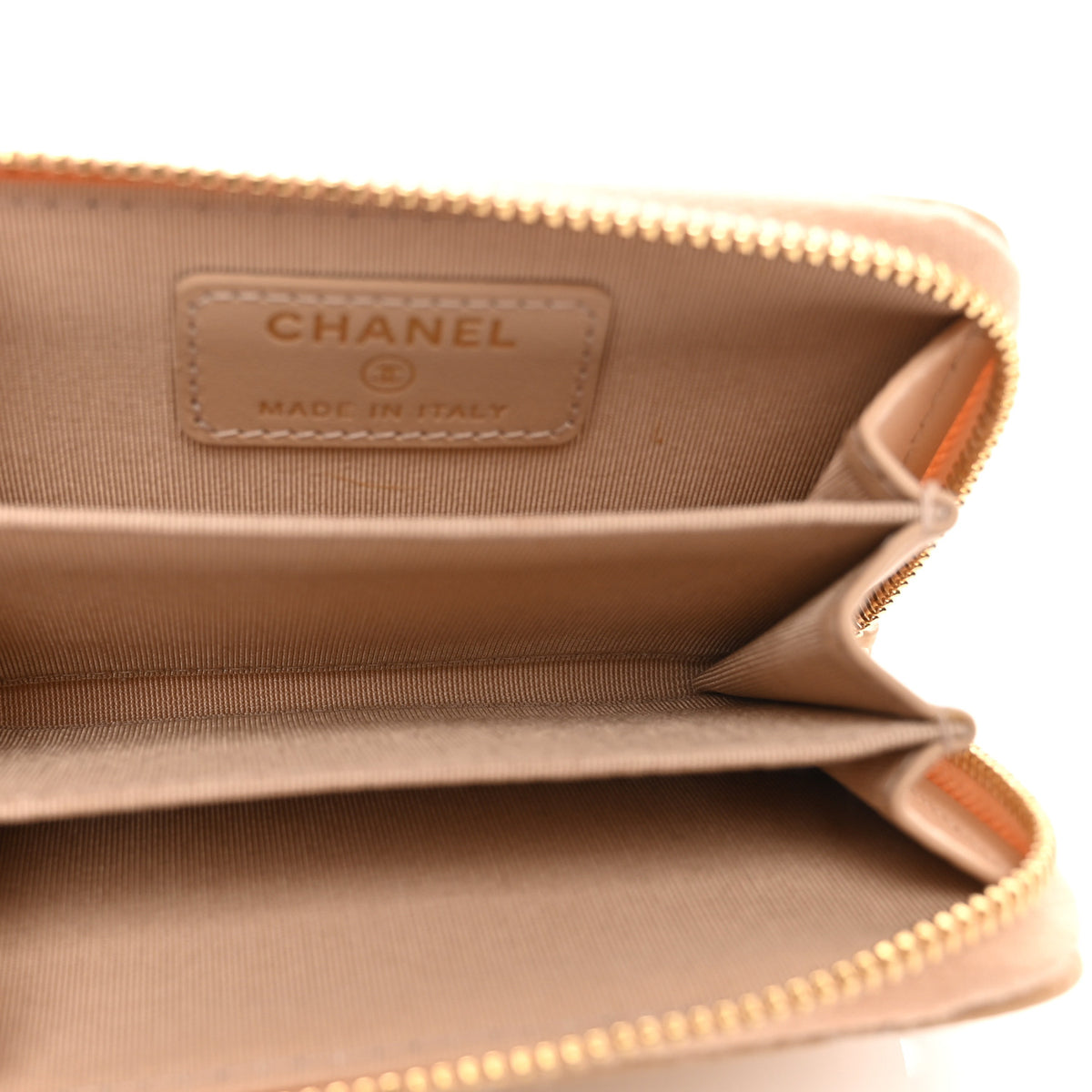 Chanel Caviar Quilted Zip Around Coin Purse Beige 5 of 7