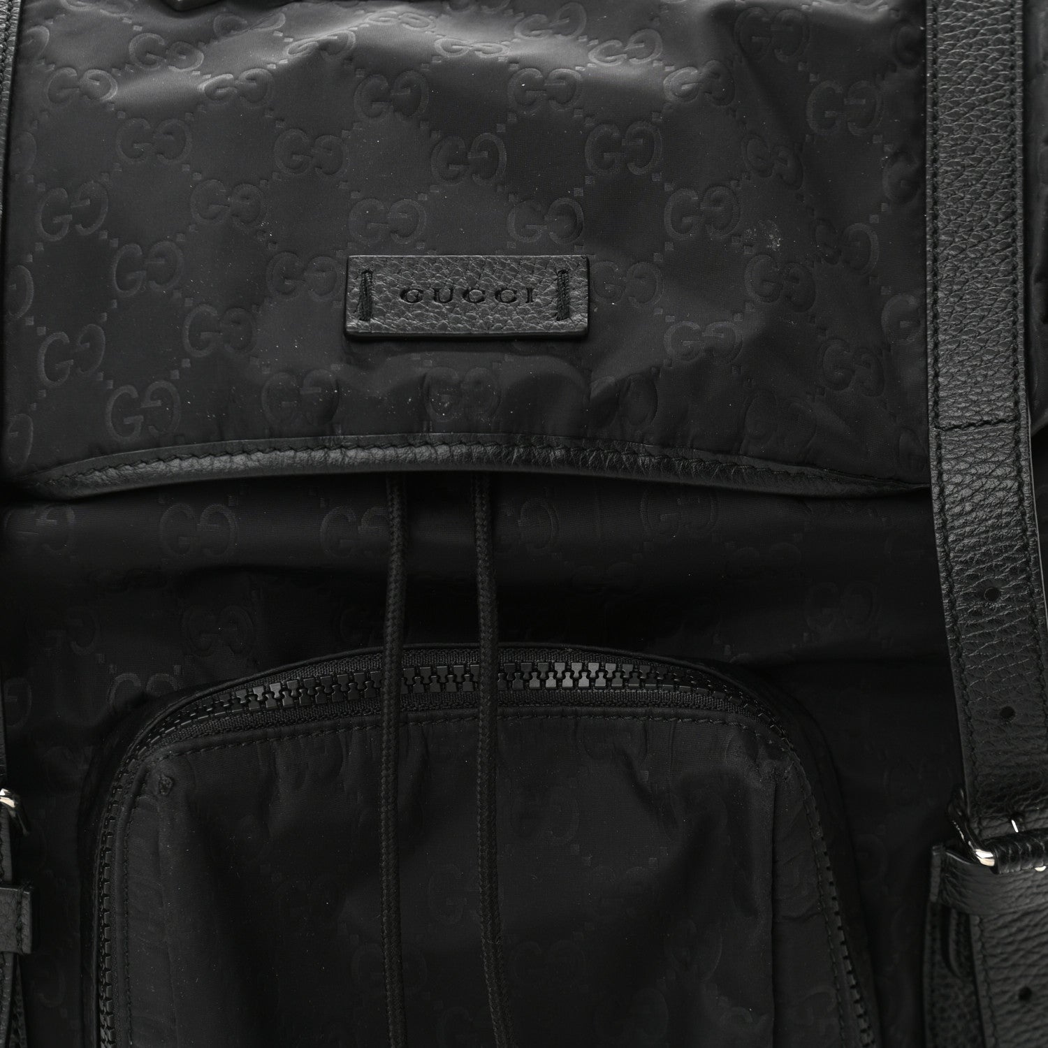Gucci Nylon Monogram Medium Light Double Buckle Backpack Black 10 of 13