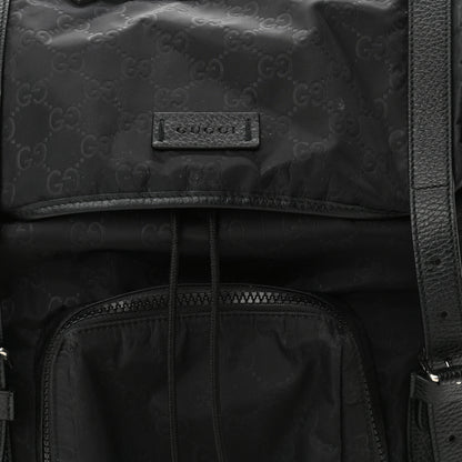 Gucci Nylon Monogram Medium Light Double Buckle Backpack Black 10 of 13