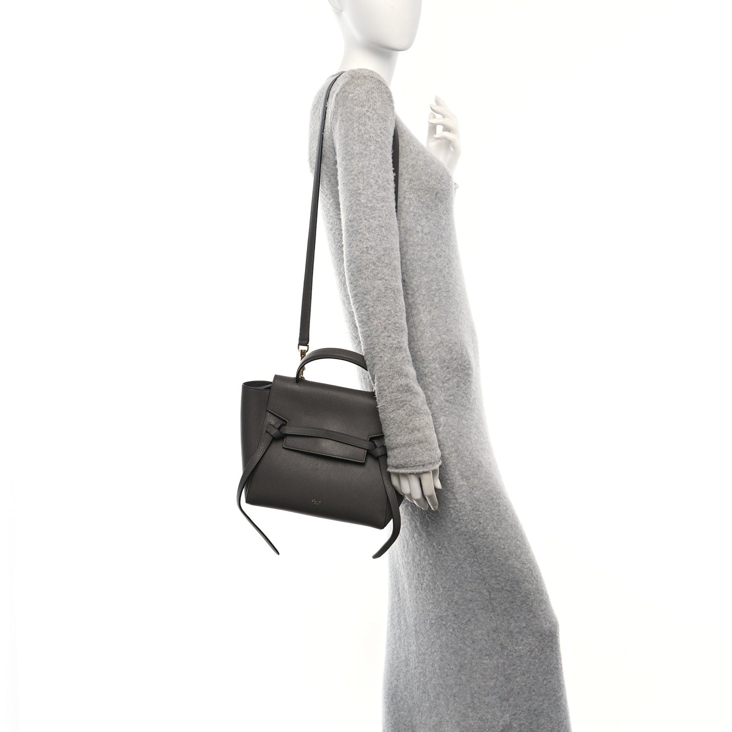 Grained Calfskin Micro Belt Bag Grey