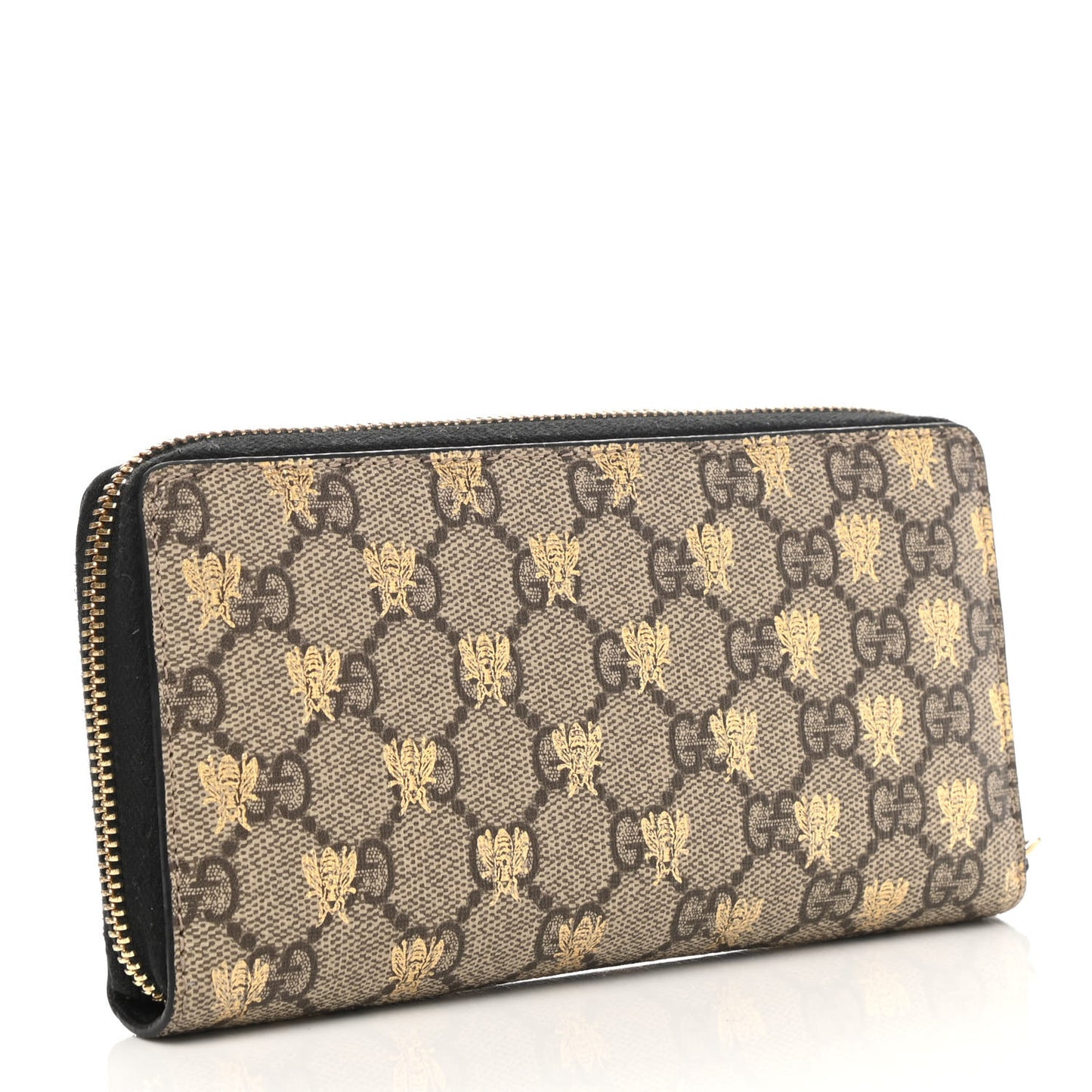 GG Supreme Monogram Bees Zip Around Wallet