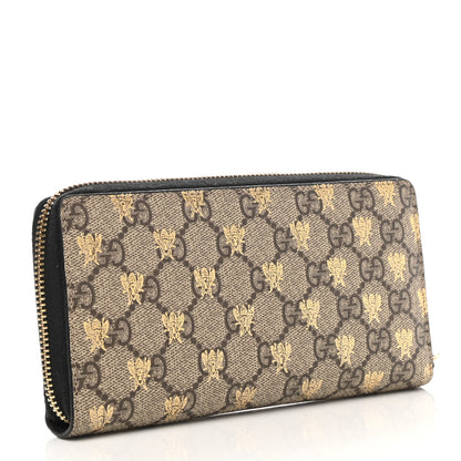 Gucci GG Supreme Monogram Bees Zip Around Wallet 3 of 9