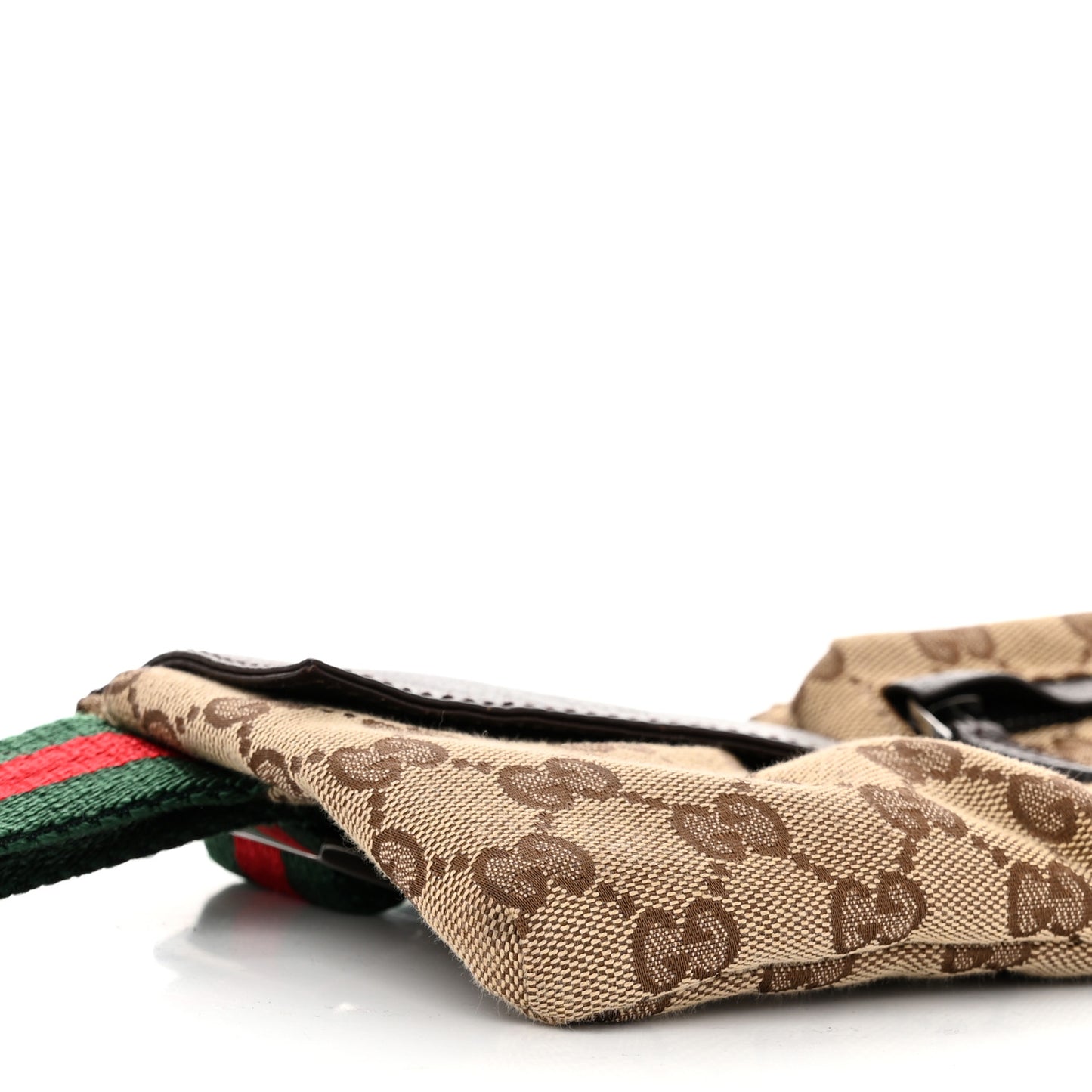 GG Monogram Web Double Pocket Belt Bag Dark Brown