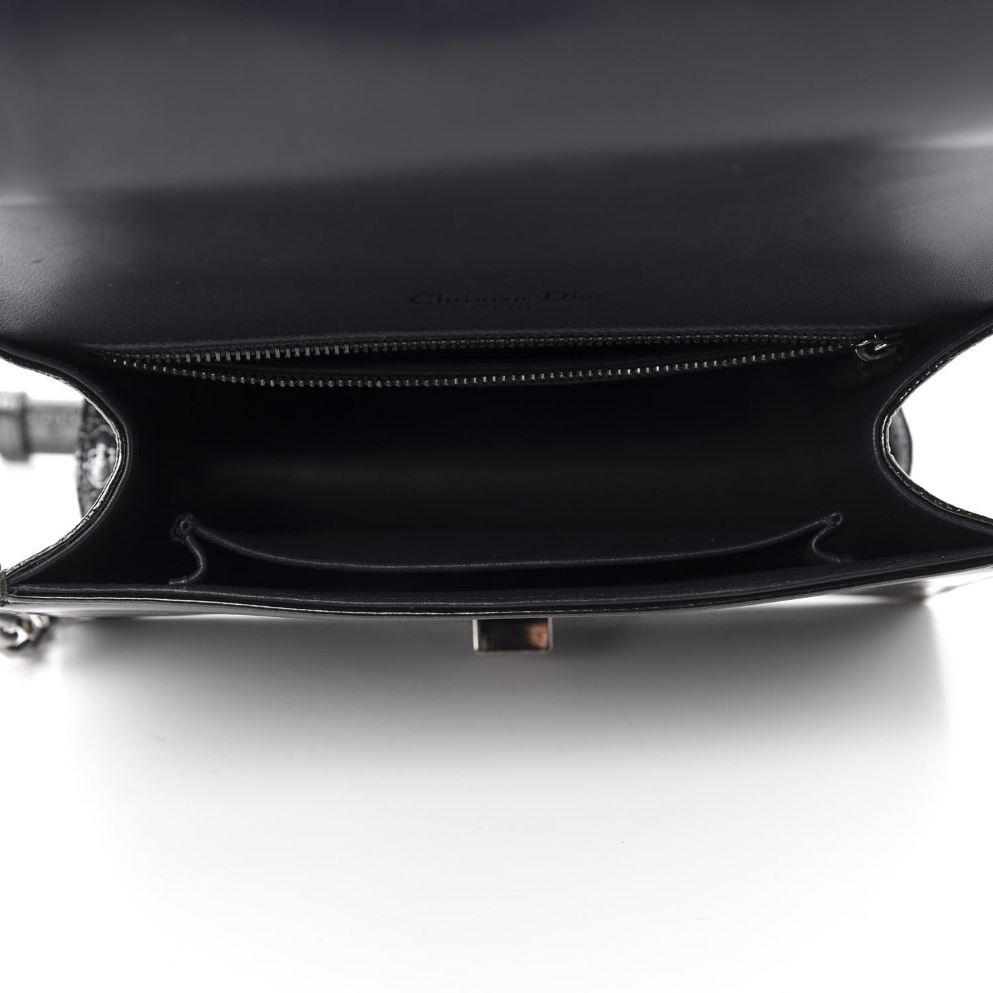 Metallic Patent Micro-Cannage Small Diorama Flap Bag Onyx Black