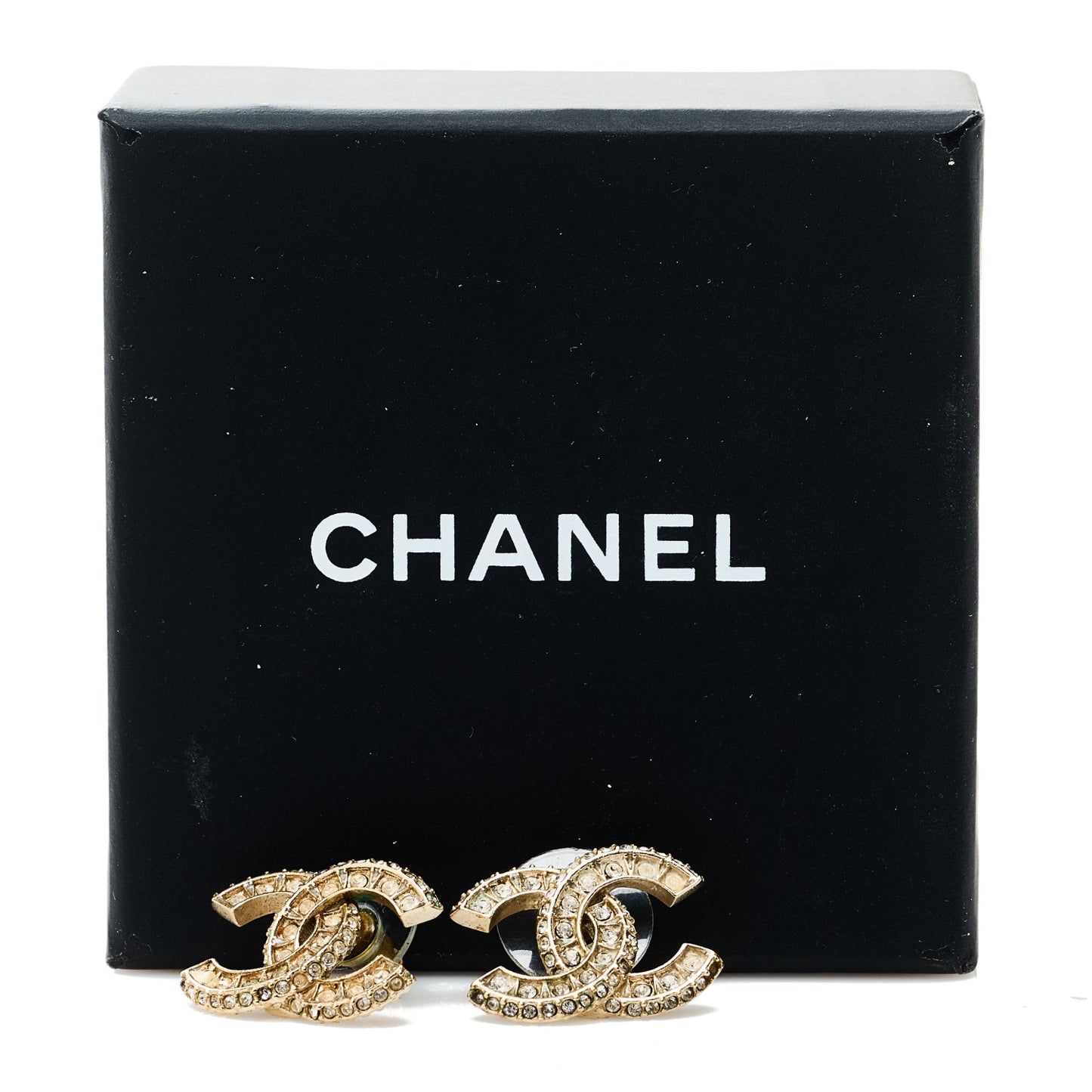 Crystal Timeless CC Earrings Light Gold