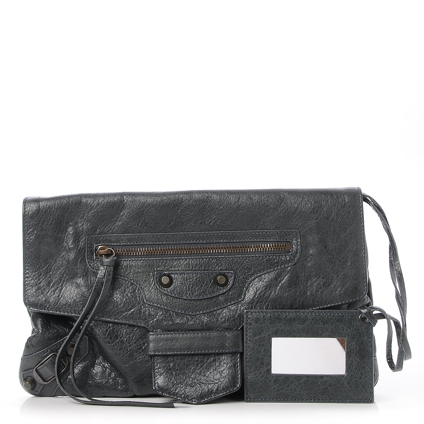 Agneau Classic Hardware Flap Clutch Anthracite