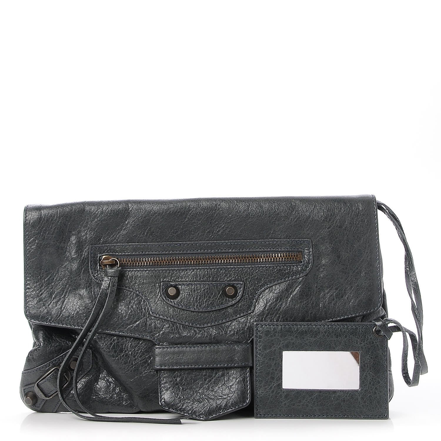 Balenciaga Agneau Classic Hardware Flap Clutch Anthracite 1 of 8