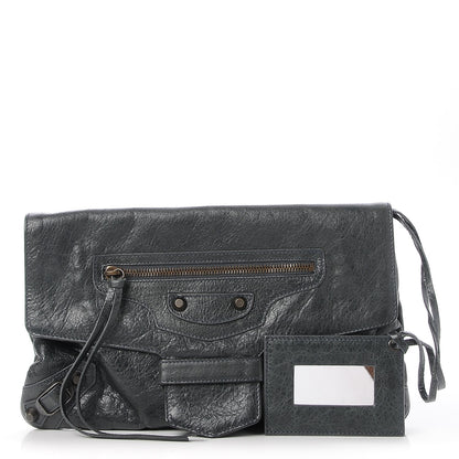 Balenciaga Agneau Classic Hardware Flap Clutch Anthracite 1 of 8