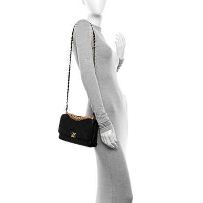 Chanel Lambskin Quilted CC Crystal Logo Chain Flap Black 2 of 12