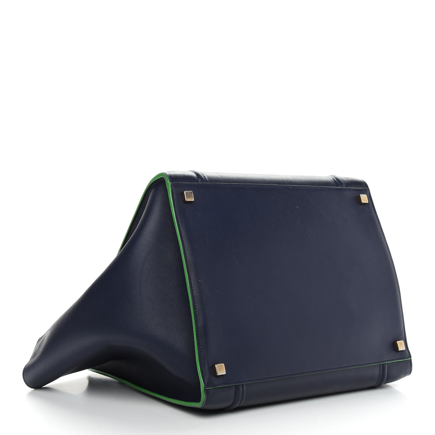 Supple Calfskin Medium Phantom Luggage Navy Blue Green Trim