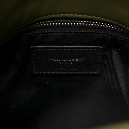 Saint Laurent Crushed Velvet Quilted Small Loulou Puffer Monogram Chain Satchel Green 6 of 11